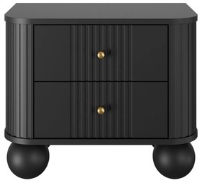 Zestaw szafek nocnych Vesper 56 cm - czarny / złote uchwyty / nogi kule