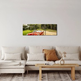 Obraz - zabytkowy samochód w przyrodzie (z zegarem) (90x30 cm)