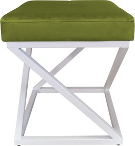 Pufa ZOA tkanina Welur loft ławka podnóżek metal : Kolor Stelaża - Biały, Kolor tkaniny - VELVET - BL75, Typ tkaniny - Velvet
