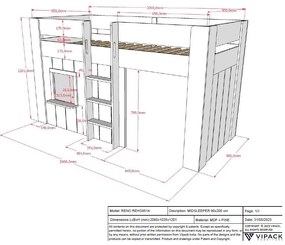 Białe podwyższone łóżko dziecięce z litego drewna sosnowego 90x200 cm RENO – Vipack