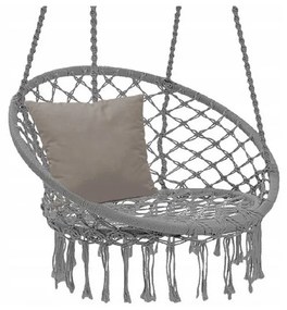 Wiszące krzesło ogrodowe BOHO, 80 x 60 x 120 cm,szare