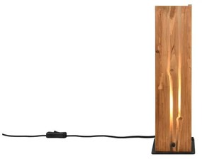 Czarno-naturalna lampa stołowa z drewnianym kloszem (wysokość 40 cm) Karuni – Trio