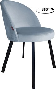 Krzesło TRIX tkanina Welur noga metalowa : Kolor nogi - Czarna profil, Kolor tkaniny - VELVET - BL06, Typ siedziska - Siedzisko obrotowe 360°