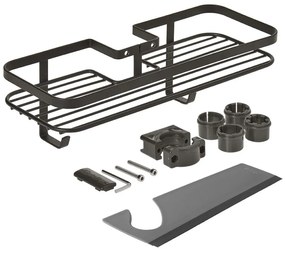 Samoprzylepna stalowa półka łazienkowa w kolorze matowej czerni Lava – Metaltex