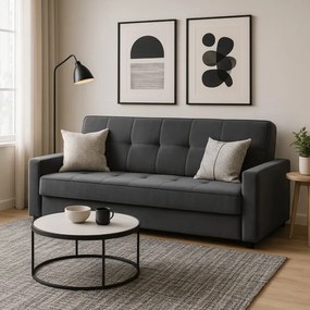 Sofa z Funkcją Spania ALUNA Rozkładana Wersalka Dwuosobowa Szara Nowoczesna do Salonu