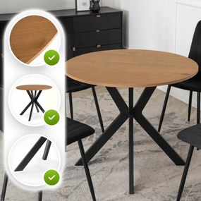 Okrągły stół w stylu industrialnym Lauren 80 cm, dąb złoty/czarny