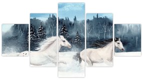 Obraz malowanych koni (125x70 cm)
