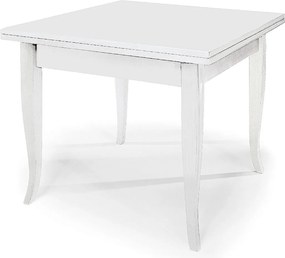 Biały drewniany rozkładany stół 90x90 - 180x90 cm - SANTA CROCE