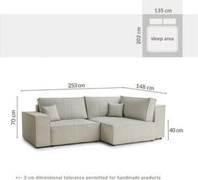 Fioletowy sztruksowy rozkładany/ze schowkiem narożnik (prawostronny/w kształcie litery L) Tonga – Maison de Rêve