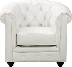 Fotel z ekoskóry CHESTERFIELD - Biały