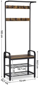 Industrialny Wieszak Do Przedpokoju Rustykalny Brąz B5-L45