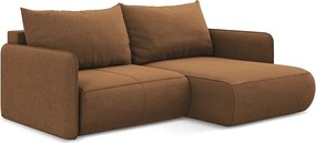 Narożnik prawostronny z funkcją spania - z tkaniny strukturalnej - terakota - NANEA