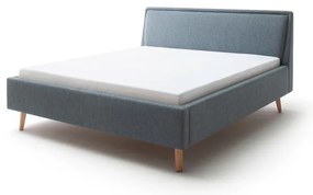 Zielononiebieskie tapicerowane łóżko dwuosobowe ze schowkiem i stelażem 180x200 cm Frieda – Meise Möbel