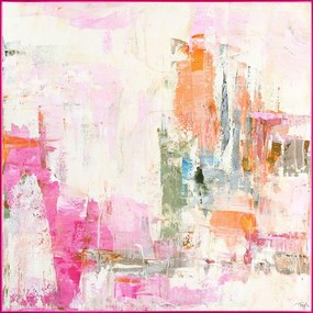 Obraz drukowany z ręcznie malowanymi elementami na płótnie z ramą w zestawie 102x102 cm New Age Pink – Malerifabrikken