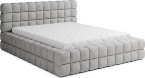 Szare tapicerowane łóżko dwuosobowe ze schowkiem ze stelażem 140x200 cm Dizzle – ELTAP