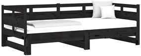 Czarne drewniane rozsuwane łóżko 2x(80x200) cm - Givefi 3X