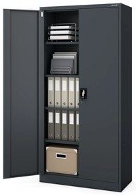 Biurowa szafa metalowa na akta JAN, 900 x 1850 x 400 mm, antracytowa