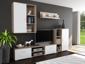 Meblościanka Biała + Dąb Sonoma E9-W38