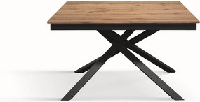 Drewniany stół, efekt dębu, antracytowa podstawa, 140x80-190x80cm długości - VOLPAIA