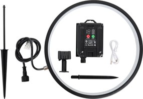 Lampa ogrodowa kolczasta czarna 60 cm z wbudowanym akumulatorem LED i panelem słonecznym IP65 - Adalind