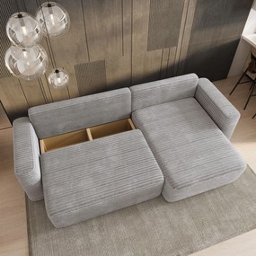 Masseno Narożnik TELIN z funkcją spania i pojemnikiem na pościel Narozniki L, Rozkładana sofa - Jasnoszary, TILIA 86