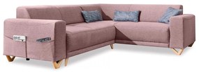 Różowy rozkładany/ze schowkiem narożnik (prawostronny/w kształcie litery L) Classy Sophie – Miuform