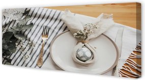 Duży obraz na płótnie Talerz z Kwiatami i Jajkiem