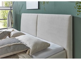 Beżowe tapicerowane łóżko dwuosobowe ze schowkiem ze stelażem 180x200 cm Lando – Meise Möbel