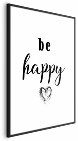 Plakat Be happy 29,7x42 cm z ramą czarną z marginesem ARTGEIST B
