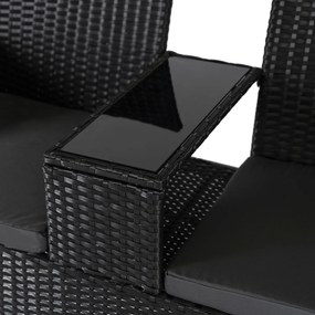 Sofa Ogrodowa Dwuosobowa ze Stolikiem KENT Technorattan Czarna