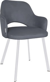 Krzesło Milano tkanina Welur noga metalowa : Kolor nogi - Biały profil, Kolor tkaniny - VELVET - BL14, Typ siedziska - Siedzisko stałe
