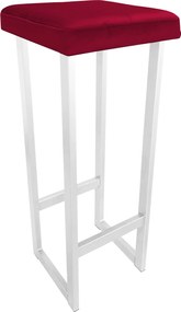 Hoker ALEX krzesło barowe tkanina Welur podstawa metalowa : Kolor Stelaża - Biały, Kolor tkaniny - VELVET - MG31, Wysokość - 90 cm
