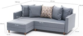 Narożna rozkładana sofa Aydam Left Blue