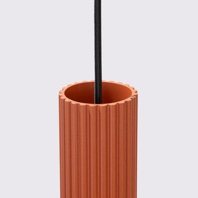 Lampa wisząca KARBON 3L ochra czerwona ryflowana SOLLUX  LIGHTING