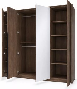 Szafa Dunin 4D z lustrem 223 cm – nowoczesna szafa do sypialni z pojemną przestrzenią i eleganckim wykończeniem