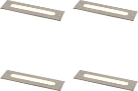 Zestaw 4 nowoczesnych stalowych reflektorów gruntowych 30 cm z LED IP65 - Eline