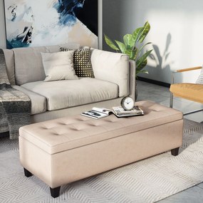 HOMCOM Ławka tapicerowana z miejscem do przechowywania, Guziki, do 120 kg, 125 x 49 x 41,5 cm, Beżowy