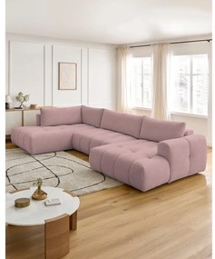 Różowy rozkładany/ze schowkiem narożnik (lewostronny/w kształcie litery U) Fuji – Bobochic Paris