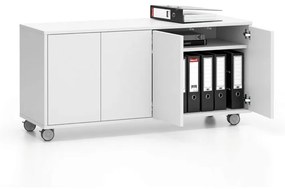 Komoda mobilna LAYERS, długa, 1200 x 400 x 575 mm, biała