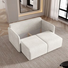 Masseno Sofa SUVI II z funkcją spania i pojemnikiem na pościel, Rozkładana sofa - Kremowy, NEVE 02