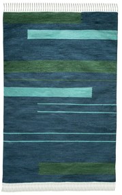 Ciemnoniebieski dwustronny zewnętrzny dywan z tworzywa z recyklingu Green Decore Marlin, 90x150 cm