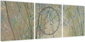 Obraz - Claude Monet, Woman Seated under the Willows, reprodukcje (z zegarem) (90x30 cm)