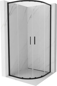Mexen Exo-S Duo kabina prysznicowa półokrągła rozsuwana 80 x 80 cm, transparent, czarna - 8132-080-080-70-00