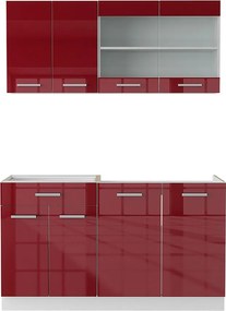 Pojedyncza kuchnia czerwony wysoki połysk/biały 140x60x81.6 r-line