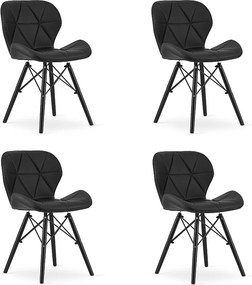 Krzesło Valora WAKO Eco-Leather w kolorze czarnym z czarnymi nogami x4