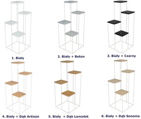 Stojak na kwiaty w stylu skandynawskim biały + dąb sonoma - Roslon 5X