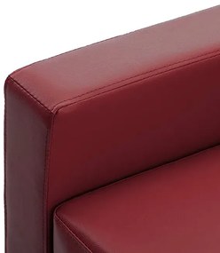 3-osobowa sofa z ekoskóry z podnóżkiem winna czerwień - Lencor 4Q
