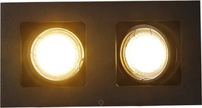 Wpuszczany reflektor czarny prostokątny 2 światła - Qure