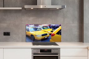 Panel szklany do Kuchni Żółta Taksówka w Mieście