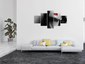 Obraz - Portret kobiety z czerwoną szminką (125x70 cm)